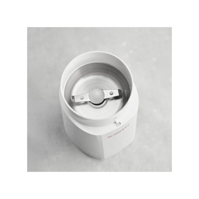 Кофемолка, Scarlett, SC-CG44506, Мощность 150 Вт, Вместимость 60 гр, Импульсный режим работы, Длина шнура 0.9 м, Белый