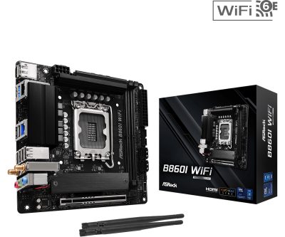 Материнская плата ASRock B860I WIFI LGA1851 2xDDR5 4xSATA 2xM.2 1xHDMI 1xDP WiFi Mini-ITX