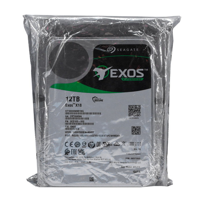 HDD SATA 12000 GB Seagate Exos X18, ST12000NM000J, 7200rpm, 256MB cache, SATA 6 Gb/s
