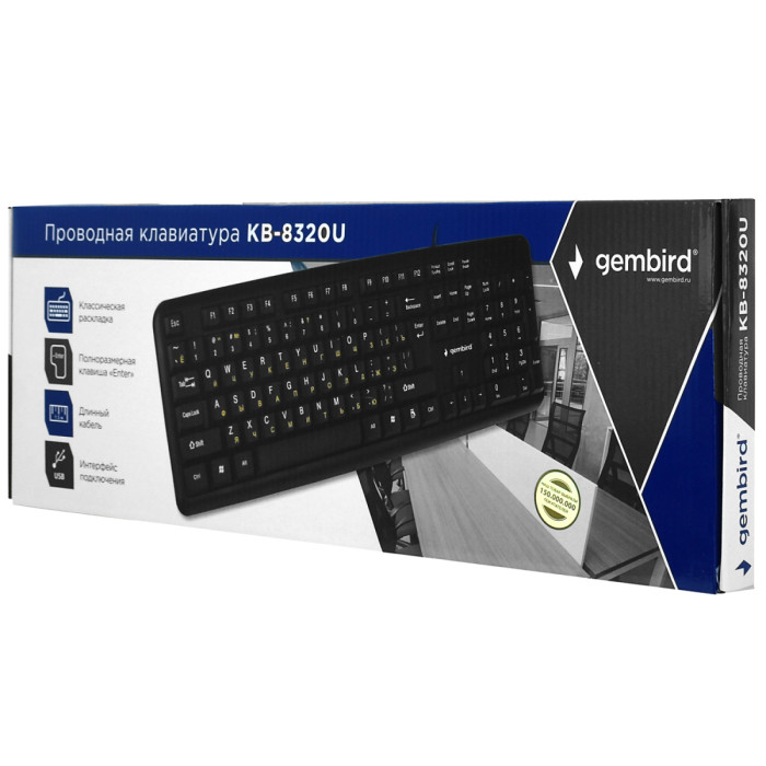 KeyBoard  USB, Gembird, KB-8320U-BL, black
