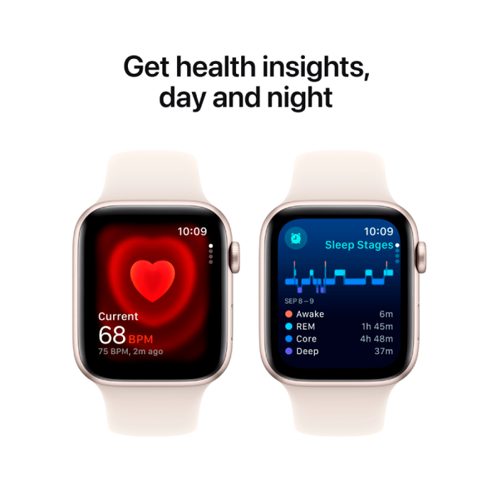 Apple Watch SE 2024 GPS 44mm Starlight Aluminium Case with Starlight Sport Band - M/L,Model A2723