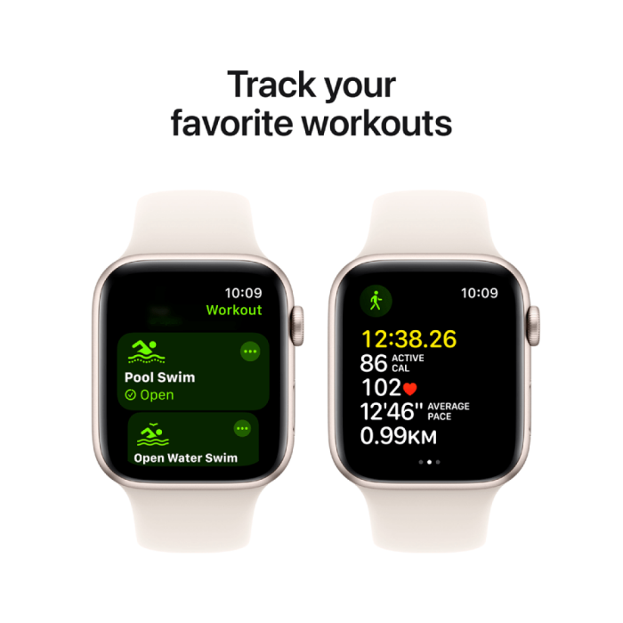 Apple Watch SE 2024 GPS 44mm Starlight Aluminium Case with Starlight Sport Band - M/L,Model A2723