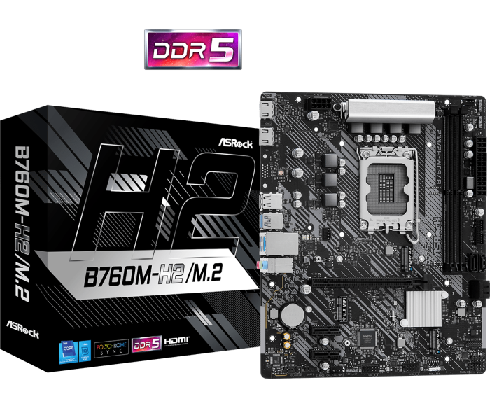 Материнская плата ASRock B760M-H2/M.2 LGA1700 2xDDR5 4xSATA RAID 2xM.2 2xHDMI mATX