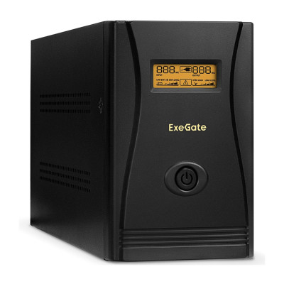UPS ExeGate LLB-2200.LCD.AVR.2SH.RJ.USB, 2200VA/1300W, 12V/9Ah*2, (2) Schuko
