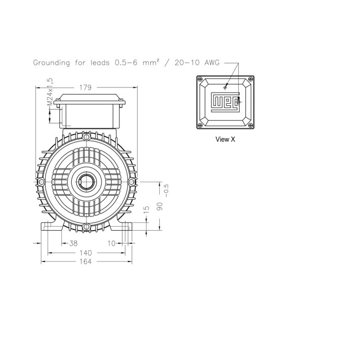 Асинхронный электродвигатель WEG 16803816 AM W20 -90S 1.5 кВт 2P B3T 220-460 В 50 Гц