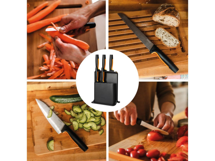 Набор ножей 5 шт пластиковый блок FF Fiskars