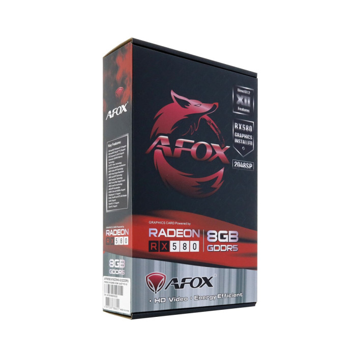 GPU AMD, 8 GB, Afox RX 580 [AFRX580-8192D5H6-V2], HDMI/3DP, GDDR5/256bit