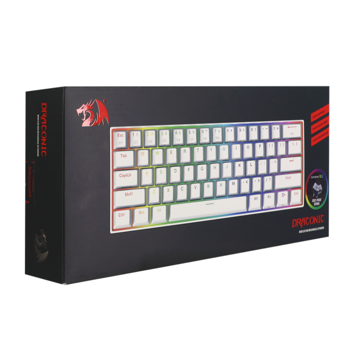 KeyBoard  Bluetooth, Redragon Draconic RU, wireless, White (77810)