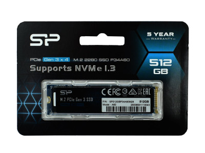 SSD M.2 PCIe  512 GB Silicon Power A60, SP512GBP34A60M28, NVMe