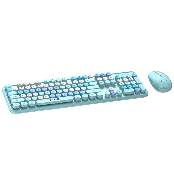 KeyBoard + mouse Wireless, Aula AC306, 2AA, blue-colorful