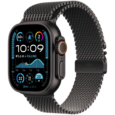 Apple Watch Ultra 2 2024 GPS + Cellular 49mm Black Titanium Case with Black Titanium Milanese Loop - M,Model A2986