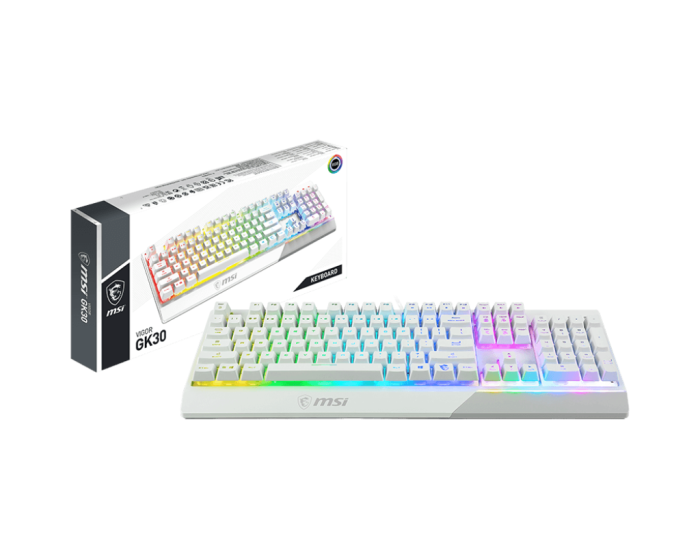 Игровая Клавиатура MSI Vigor GK30 WHITE RU, 106 клавиш, RGB SHOW,  кабель 1,8м, USB2.0
