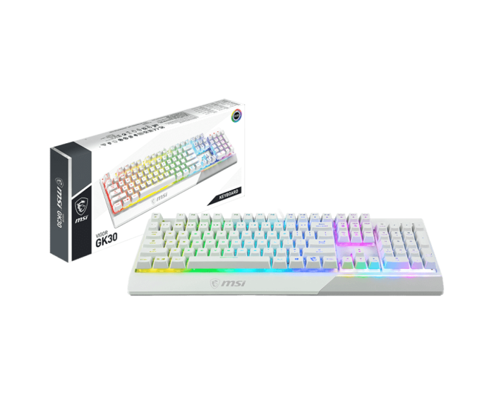 Игровая Клавиатура MSI Vigor GK30 WHITE RU, 106 клавиш, RGB SHOW,  кабель 1,8м, USB2.0