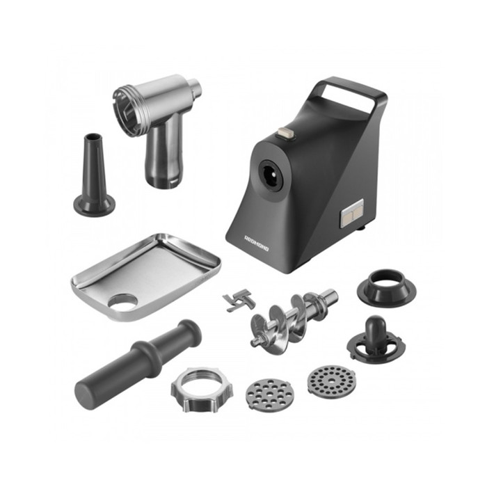 Мясорубка, Redmond, RMG-1245, 1340W, Нержавеющая сталь, Реверс, Защита от перегрева, Производительность до 1,6 кг/мин, Серый