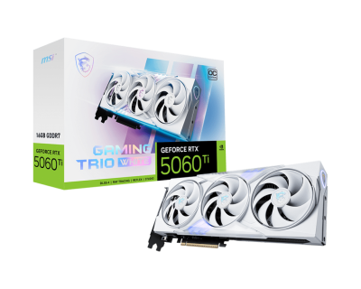 Видеокарта MSI GeForce RTX 5060 Ti 16G GAMING TRIO OC WHITE, 16Gb GDDR7 128-bit 1xHDMI 3xDP