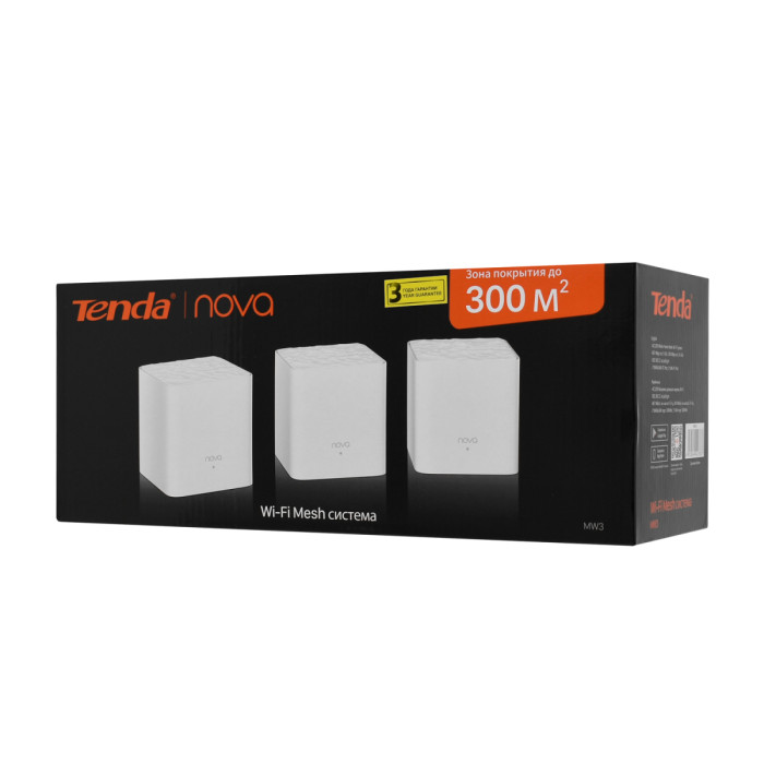 Wireless Mesh System, Tenda Nova MW3-3 (3-pack), WiFi 5 (1200M), (1+1) x 10/100M