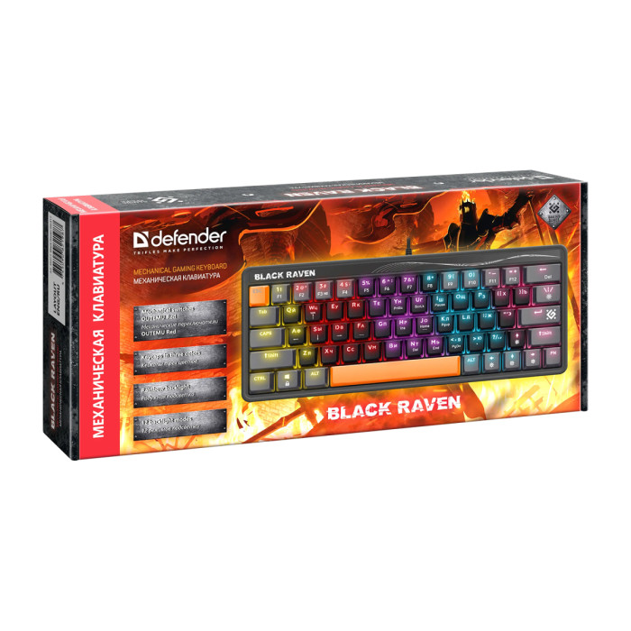 KeyBoard  USB, Defender Black Raven GK-417 RU, Black, (45414)