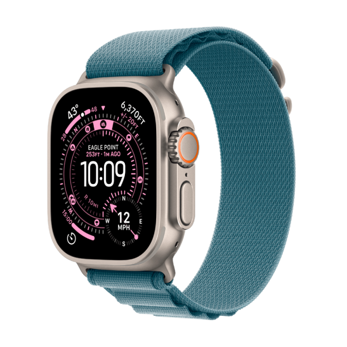 Apple Watch Ultra 3 GPS + Cellular 49mm Natural Titanium Case with Light Blue Alpine Loop - Small,Model A3281