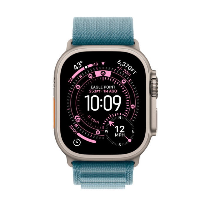 Apple Watch Ultra 3 GPS + Cellular 49mm Natural Titanium Case with Light Blue Alpine Loop - Small,Model A3281