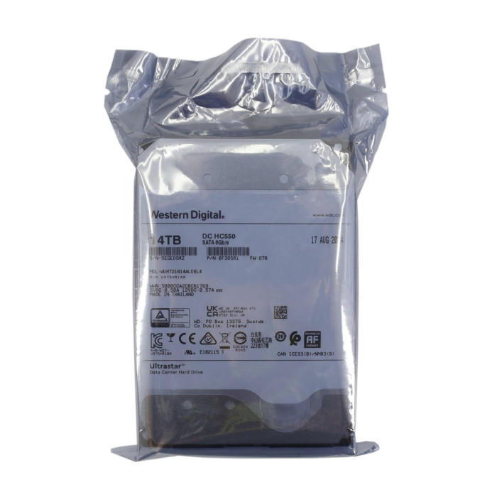 HDD SATA 14000 GB Western Digital Ultrastar, DC HC550, WUH721814ALE6L4, 7200rpm, 512MB, SATA 6 Gb/s