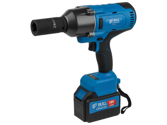 Аккум. ударный гайковерт BULL SC 1801 в чем. БЕСЩЕТ., 18 В, 1000 Н*м, 3/4", 1х6 А*ч, з/у 4 А