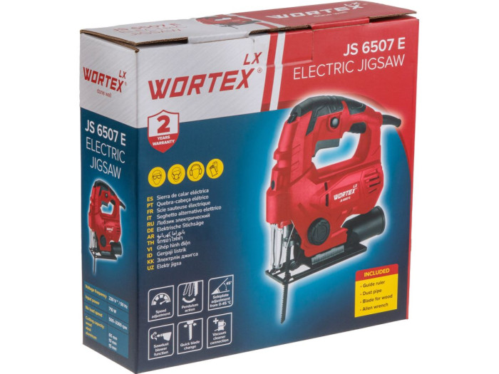 Лобзик электрический WORTEX LX JS 6507 E в кор. 710 Вт, 500-3300 ход/мин, пропил до 65 мм.