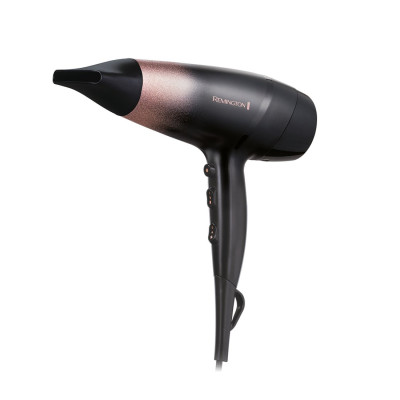 Фен, Remington, D5305, Мощность 2000Вт, DC мотор, 2 скорости, 3 температурных режима, Быстросохнущий концентратор, Диффузор, Шнур 3м, Черно-розовый