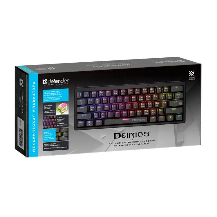 KeyBoard  USB, Defender Deimos GK-303 RU, Black, (45303)