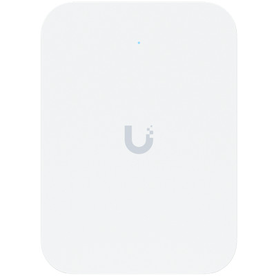 Ubiquiti UniFin U70IW Wall mounted WiFi 7 AP with 4 spatial streams and an integreated 2.5GbE PoE switch desined for hospitality enviorments