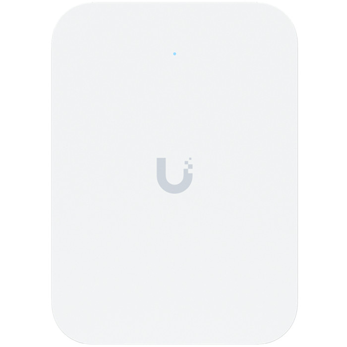 Ubiquiti UniFin U70IW Wall mounted WiFi 7 AP with 4 spatial streams and an integreated 2.5GbE PoE switch desined for hospitality enviorments