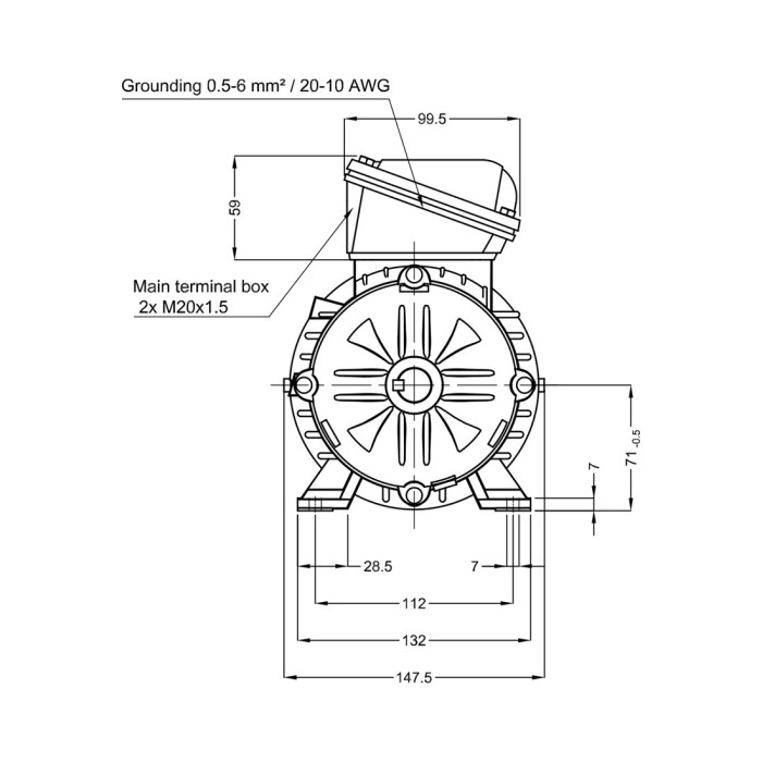 Асинхронный электродвигатель WEG 17376511 WGOST-71 0.55 кВт 2P B3T 220/380 В 50 Гц