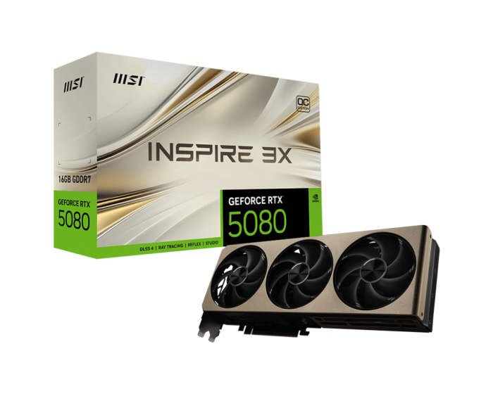 Видеокарта MSI GeForce RTX 5080 16G INSPIRE 3X OC, 16Gb GDDR7 256-bit 1xHDMI 3xDP