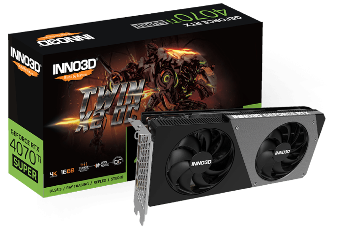 Видеокарта Inno3D GeForce RTX4070Ti SUPER Twin X2 OC, 16G GDDR6X HDMI 3xDP N407TS2-166XX-186156N