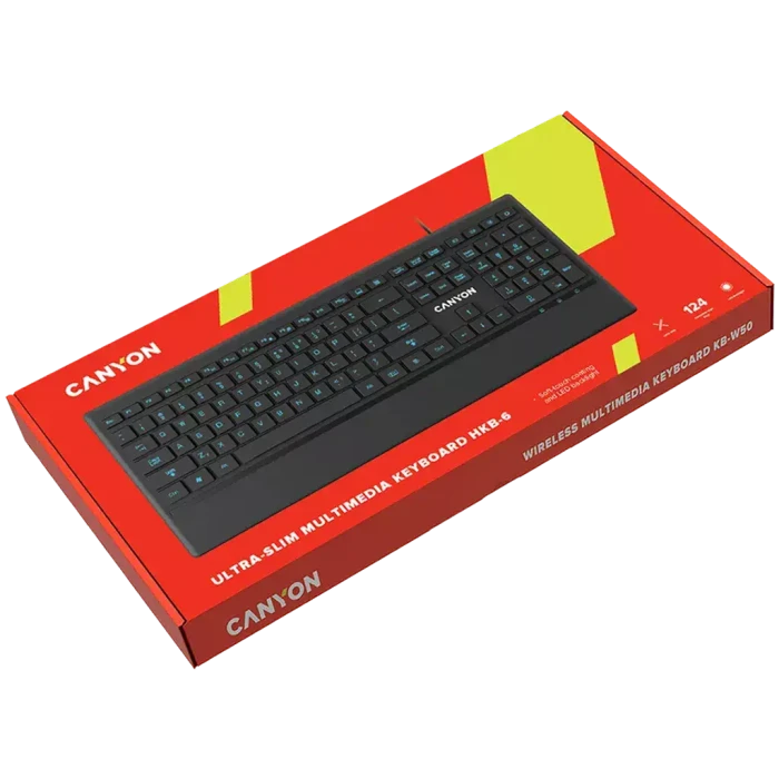 CANYON keyboard HKB-6 EN/RU LED Multimedia Slim Black