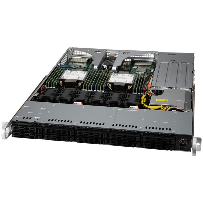 Supermicro server chassis CSE-LB16AC10-R860AW 1U for Cloud-DC mbd with AIOM support, support MB size up to 12.3" x 13.4", Dual, single Intel / AMD CPUs, 2x full height expansion slot(s), 2x AIOM expansion slot(s), 10 x 2.5" hot-swap SAS3/SATA drive b