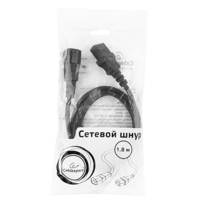 Cable power, Cablexpert PC-189-VDE, C13 - C14, системный блок/монитор - ИБП, 1.8м,  black