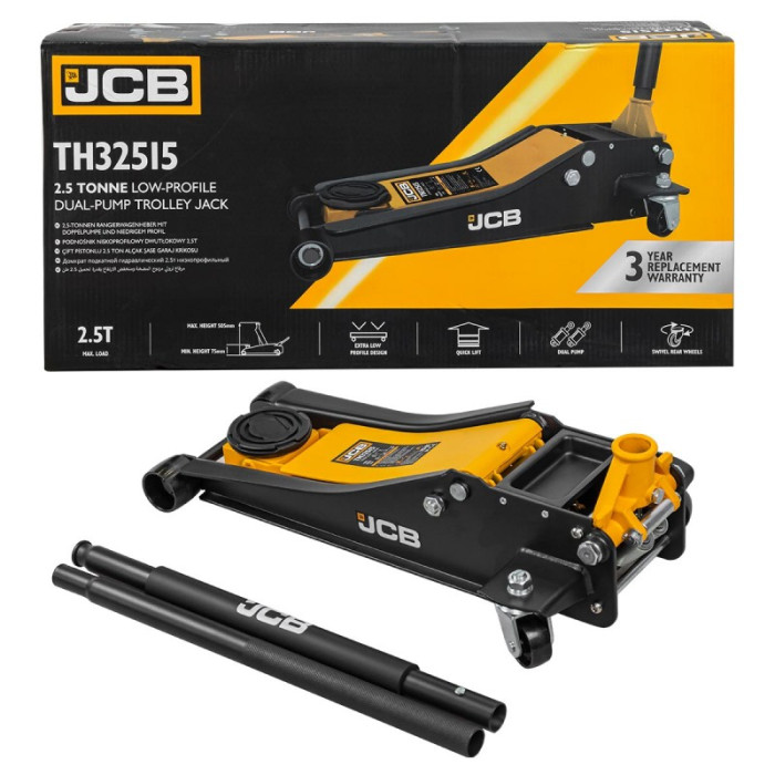 Домкрат подкатной гидравлический 2.5т (h min 75мм, h max 505мм) 56952 JCB-TH32515