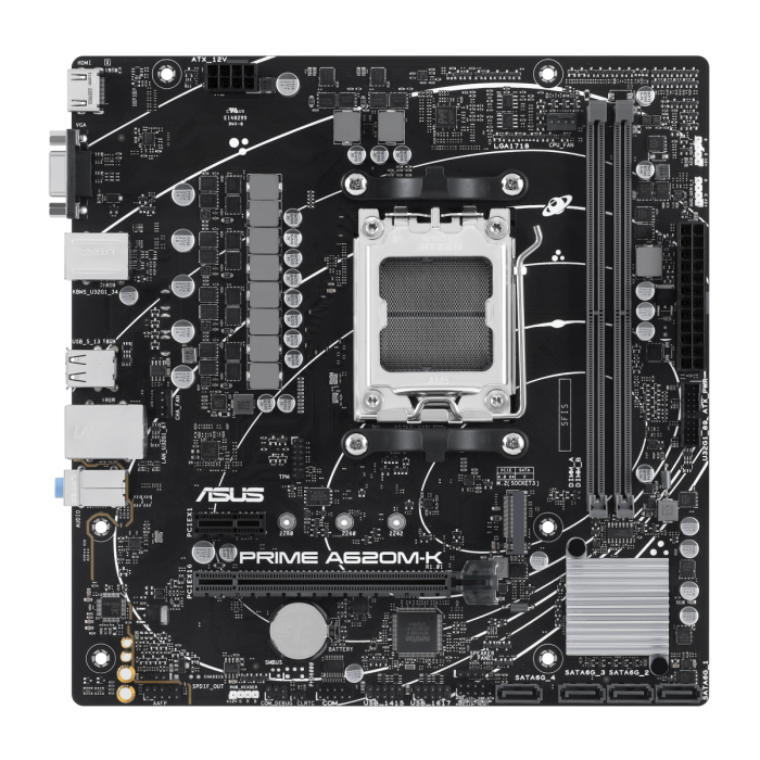 Материнская плата ASUS PRIME A620M-K AMD A620 AM5 2xDDR5 4xSATA3 RAID M.2 D-Sub HDMI mATX