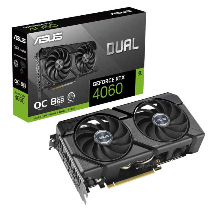 Видеокарта ASUS GeForce RTX4060 OC GDDR6 8GB 128-bit HDMI 3xDP DUAL-RTX4060-O8G-EVO