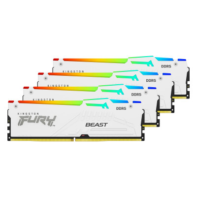 Оперативная память 128GB Kit (4x32) DDR5 5600MHz Kingston FURY Beast White RGB XMP KF556C40BWAK4-128