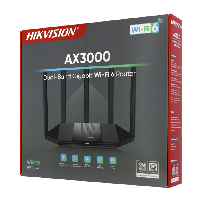 Wireless router, Hikvision DS-3WR30X, WiFi 6 (AX1500M), (3+1) x 10/100/1000M