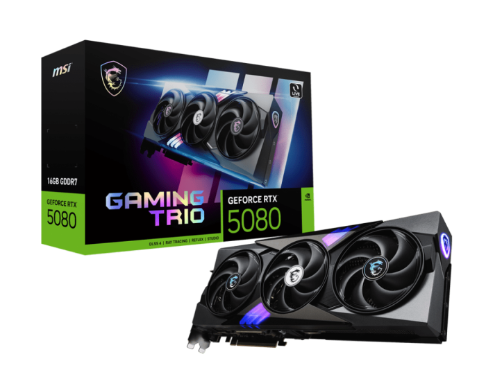 Видеокарта MSI GeForce RTX 5080 16G GAMING TRIO, 16Gb GDDR7 256-bit 1xHDMI 3xDP