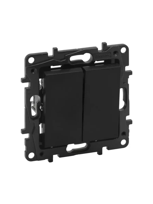 Выключатель двухклавишный Niloe Step 10А авт.клеммы Чёрный