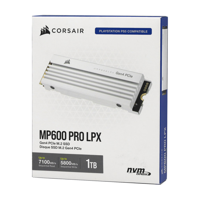SSD M.2 PCIe 1 TB Corsair MP600 PRO LPX, CSSD-F1000GBMP600PLPW, PCIe 4.0 x4, NVMe, white