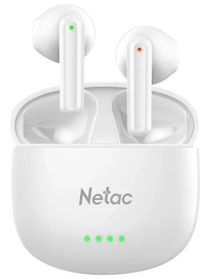 Наушники беспроводные Netac LK35, BT5.3, 3.2g, 6/15h, 0.24Ah, d13mm, шумопод. ENC, защита IPX, White