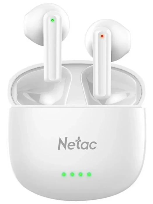 Наушники беспроводные Netac LK35, BT5.3, 3.2g, 6/15h, 0.24Ah, d13mm, шумопод. ENC, защита IPX, White