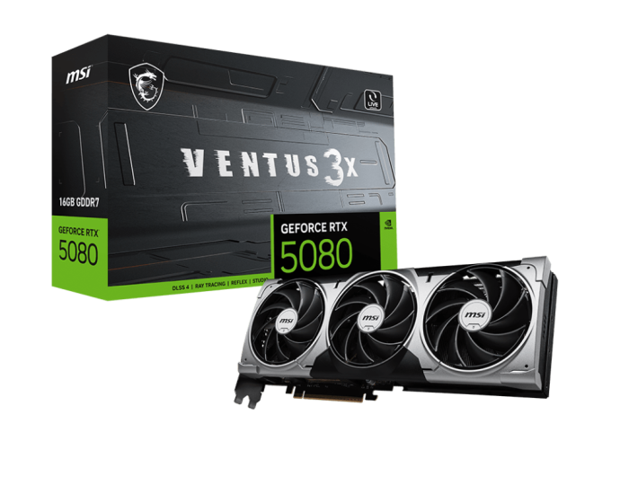 Видеокарта MSI GeForce RTX 5080 16G VENTUS 3X, 16Gb GDDR7 256-bit 1xHDMI 3xDP