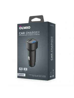 Зарядное устройство автомобильное Olmio АЗУ 48W PD QC черный