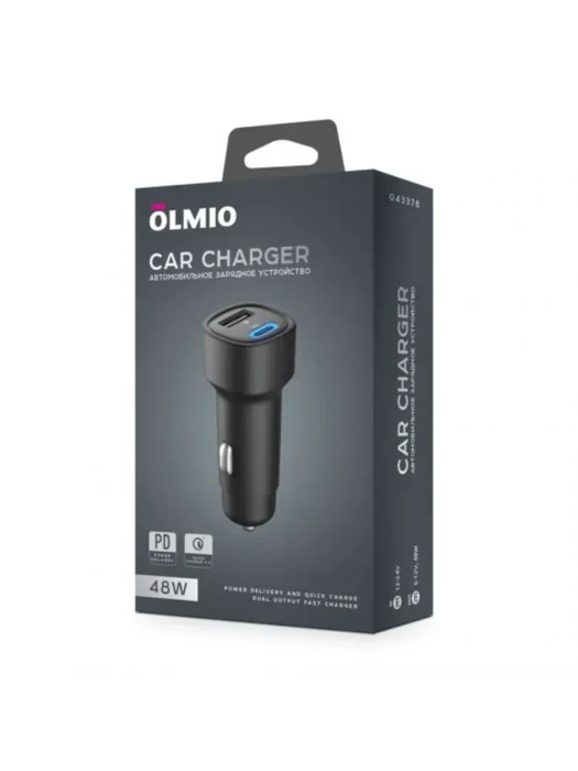 Зарядное устройство автомобильное Olmio АЗУ 48W PD QC черный
