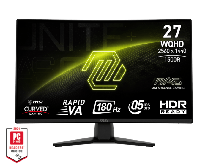 Монитор 27" MSI MAG 274CQF Rapid VA 2560x1440 180Hz 1500R 0.5ms 300cd/m 5000:1 DP 2xHDMI Type-C